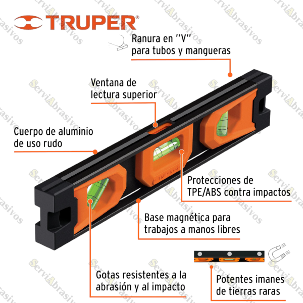 NIVEL TORPEDO MAGNETICO 10" TRUPER EXPERT - Imagen 2