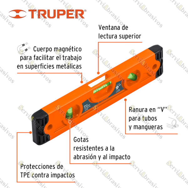 NIVEL TORPEDO MAGNETICO 9" TRUPER - Imagen 2