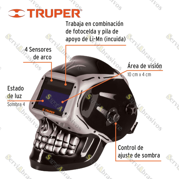 CARETA SOLDAR ELECTRONICA DIGITAL CALAVERA TRUPER - Imagen 2