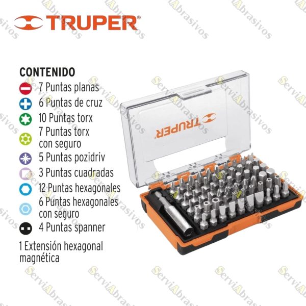 JUEGO DE 61 PUNTAS MIXTAS LARGO 1" TRUPER - Imagen 2