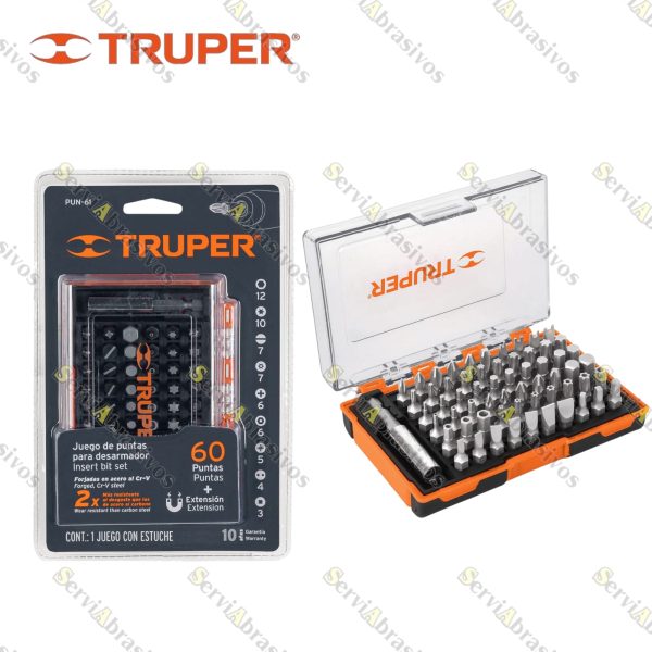 JUEGO DE 61 PUNTAS MIXTAS LARGO 1" TRUPER